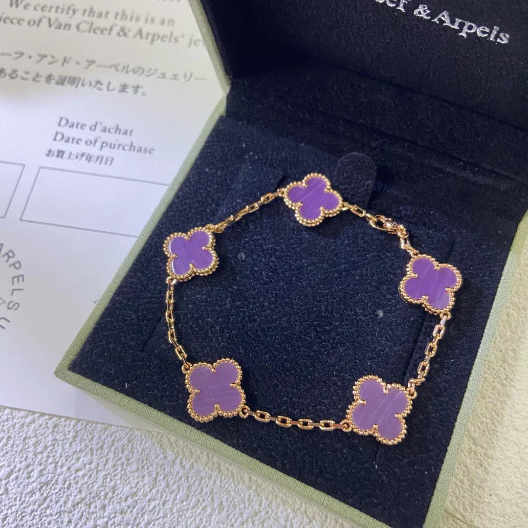 [⭐Reverie Jewels] CLOVER 5 MOTIF VIOLET BRACELET COLLECTION