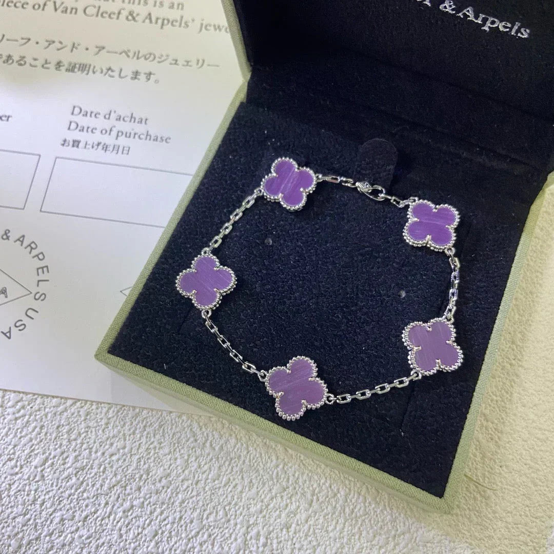 [⭐Reverie Jewels] CLOVER 5 MOTIF VIOLET BRACELET COLLECTION