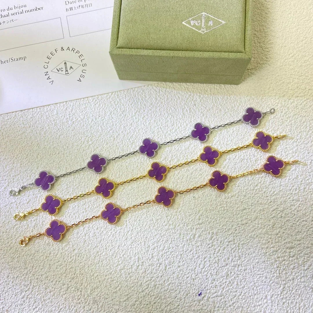 [⭐Reverie Jewels] CLOVER 5 MOTIF VIOLET BRACELET COLLECTION