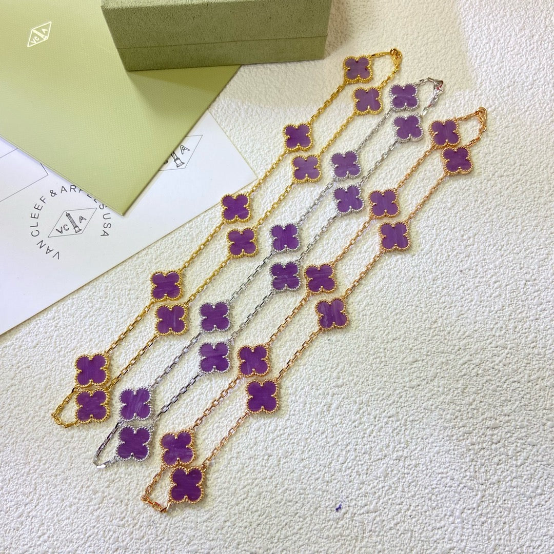 [⭐Reverie Jewels Jewelry]CLOVER 10 MOTIFS  PURPLE VIOLET  NECKLACE