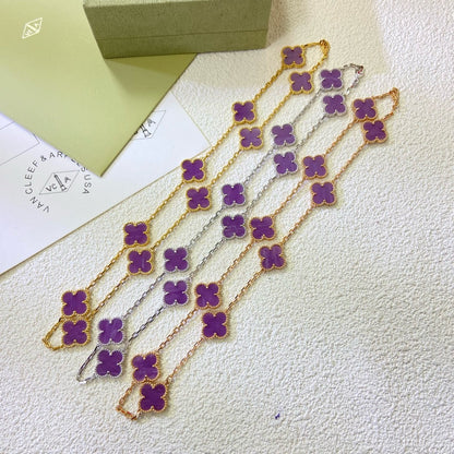 [⭐Reverie Jewels Jewelry]CLOVER 10 MOTIFS  PURPLE VIOLET  NECKLACE