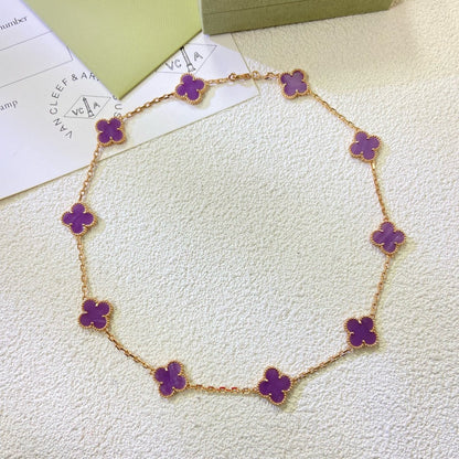 [⭐Reverie Jewels Jewelry]CLOVER 10 MOTIFS  PURPLE VIOLET  NECKLACE