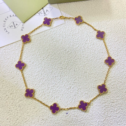 [⭐Reverie Jewels Jewelry]CLOVER 10 MOTIFS  PURPLE VIOLET  NECKLACE