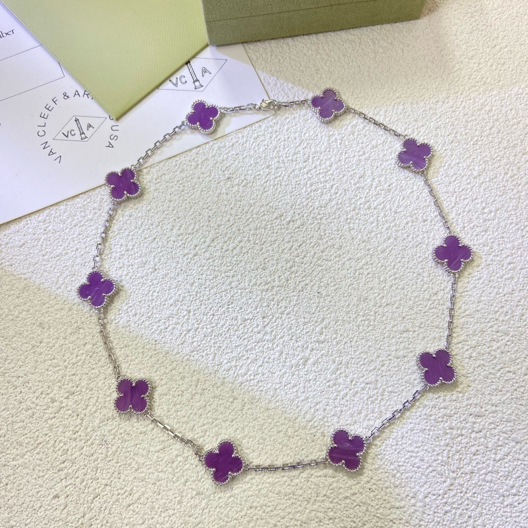 [⭐Reverie Jewels Jewelry]CLOVER 10 MOTIFS  PURPLE VIOLET  NECKLACE