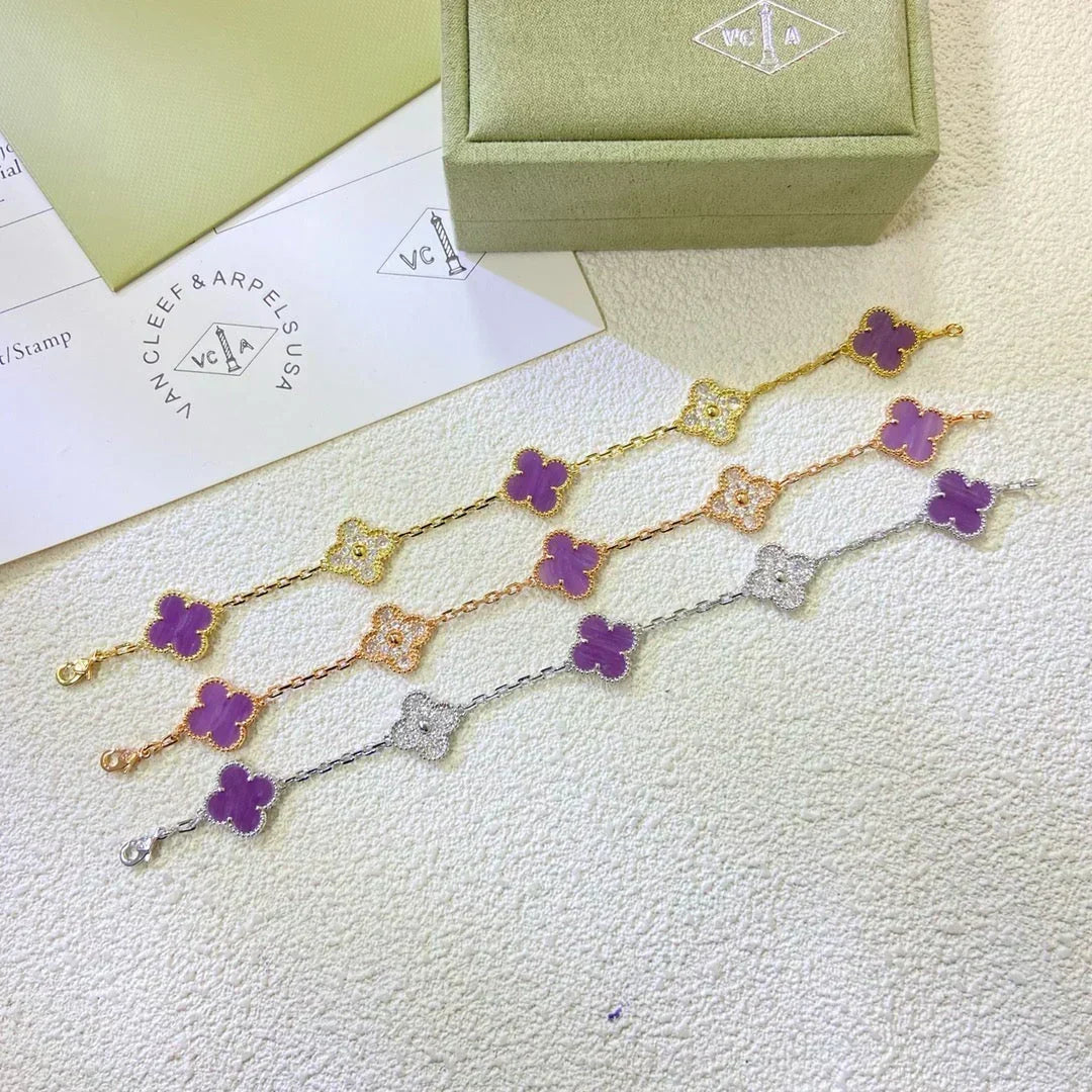 [⭐Reverie Jewels] CLOVER 5 MOTIF VIOLET BRACELET COLLECTION