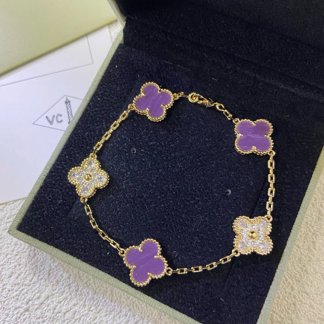 [⭐Reverie Jewels] CLOVER 5 MOTIF VIOLET BRACELET COLLECTION