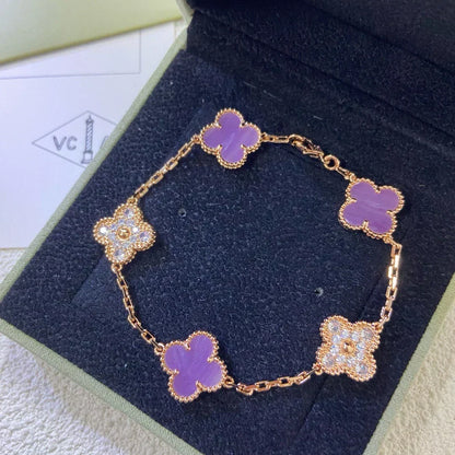 [⭐Reverie Jewels] CLOVER 5 MOTIF VIOLET BRACELET COLLECTION