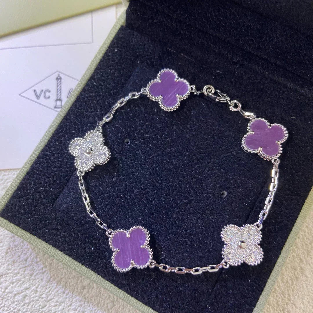 [⭐Reverie Jewels] CLOVER 5 MOTIF VIOLET BRACELET COLLECTION