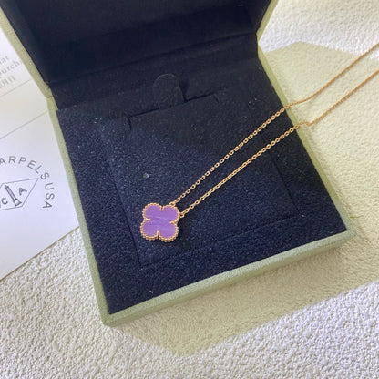 [⭐Reverie Jewels Jewelry]CLOVER 15MM  PURPLE VIOLET NECKLACE
