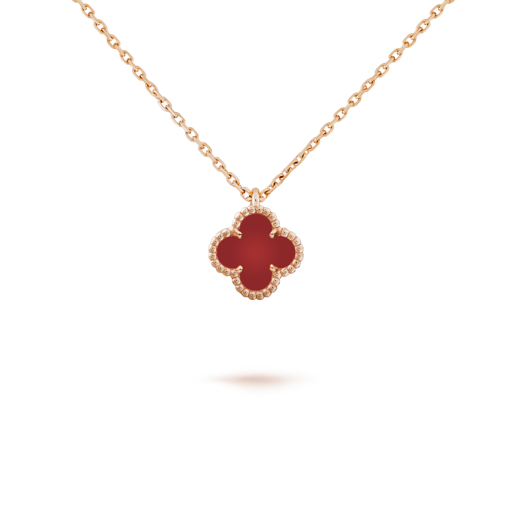 [⭐Reverie Jewels]CLOVER MINI 9.5MM WHITE CARNELIANS NECKLACE