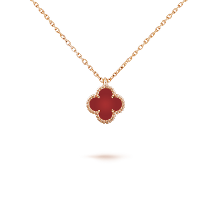 [⭐Reverie Jewels]CLOVER MINI 9.5MM WHITE CARNELIANS NECKLACE