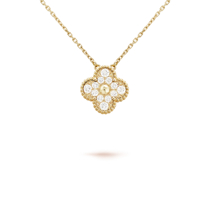 [⭐Reverie Jewels]CLOVER 15MM DIAMOND SINGLE FLOWER NECKLACE
