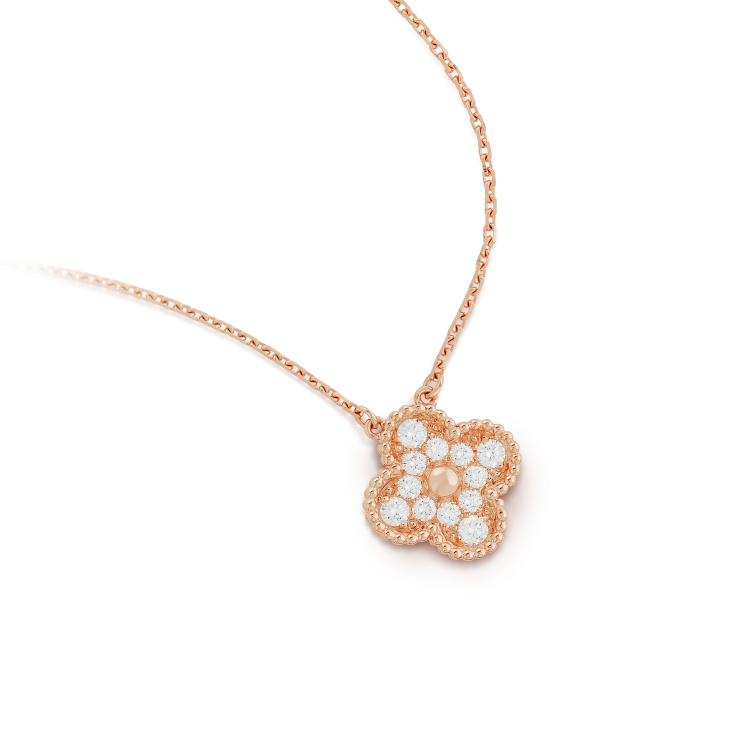 [⭐Reverie Jewels]CLOVER 15MM DIAMOND SINGLE FLOWER NECKLACE