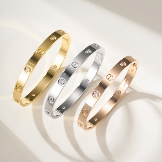 [⭐Reverie Jewels]LOVE BRACELET 6.1MM 4 DIAMONDS