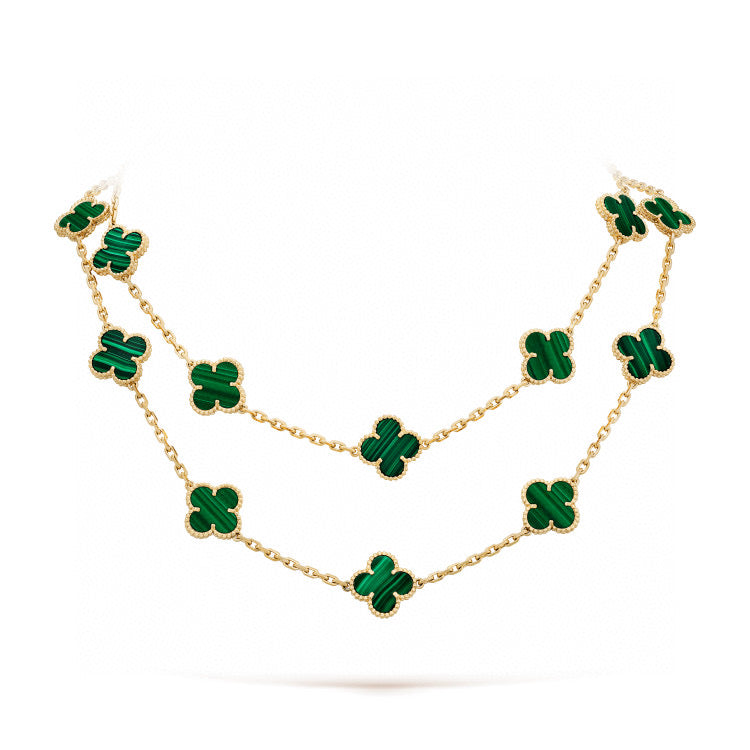 [⭐Reverie Jewels]CLOVER 20 MOTIFS MALACHITE GOLD