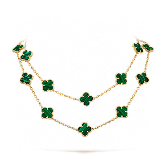 [⭐Reverie Jewels]CLOVER 20 MOTIFS MALACHITE GOLD
