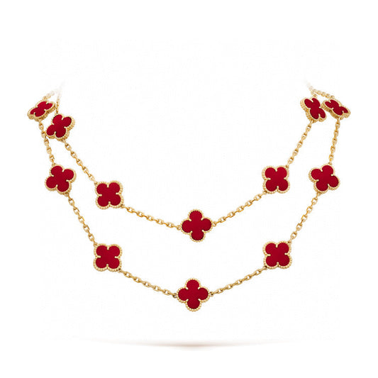 [⭐Reverie Jewels]CLOVER 20 MOTIFS CARNELIAN NECKLACE