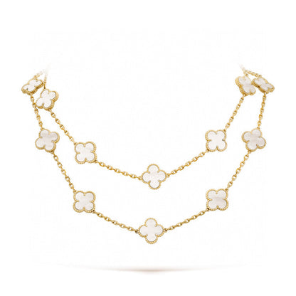 [⭐Reverie Jewels]CLOVER 20 MOTIFS WHITE MOP NECKLACE