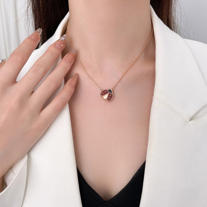 [⭐Reverie Jewels]LUCKY  CARNELIANS LADYBUG NECKLACE