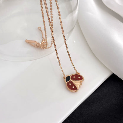 [⭐Reverie Jewels]LUCKY  CARNELIANS LADYBUG NECKLACE