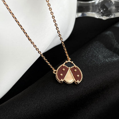 [⭐Reverie Jewels]LUCKY  CARNELIANS LADYBUG NECKLACE