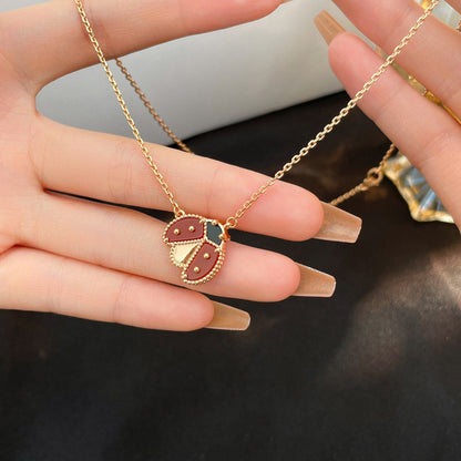 [⭐Reverie Jewels]LUCKY  CARNELIANS LADYBUG NECKLACE