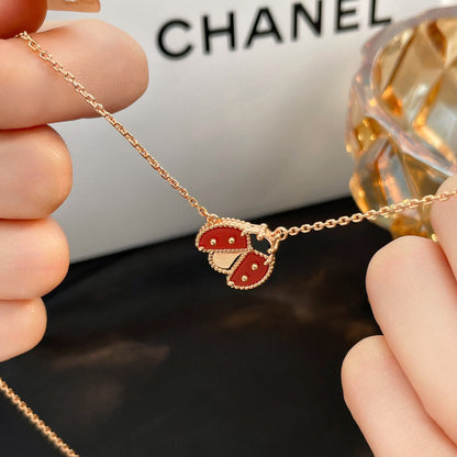 [⭐Reverie Jewels]LUCKY  CARNELIANS LADYBUG NECKLACE