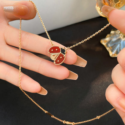 [⭐Reverie Jewels]LUCKY  CARNELIANS LADYBUG NECKLACE