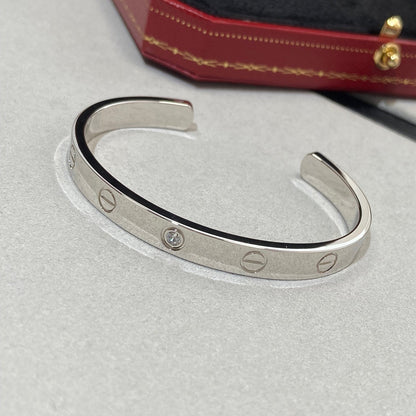 [⭐Reverie Jewels]LOVE BRACELET 6.1MM 1 DIAMOND OPEN CUFF