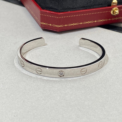[⭐Reverie Jewels]LOVE BRACELET 6.1MM 1 DIAMOND OPEN CUFF