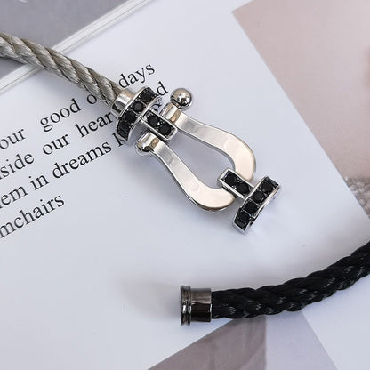 [⭐Reverie Jewels]FORCE LARGE HORSESHOE BLACK DIAMOND BRACELET SILVER