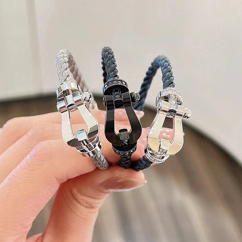 [⭐Reverie Jewels]FORCE LARGE HORSESHOE FULL DIAMOND BRACELET SILVER