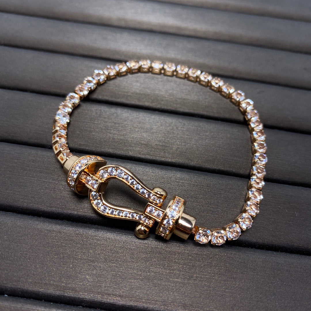 [⭐Reverie Jewels]FORCE  LARGE HORSESHOE FULL DIAMOND TENNIS BRACELET