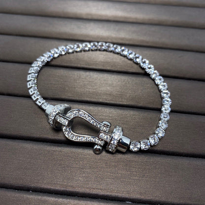 [⭐Reverie Jewels]FORCE  LARGE HORSESHOE FULL DIAMOND TENNIS BRACELET