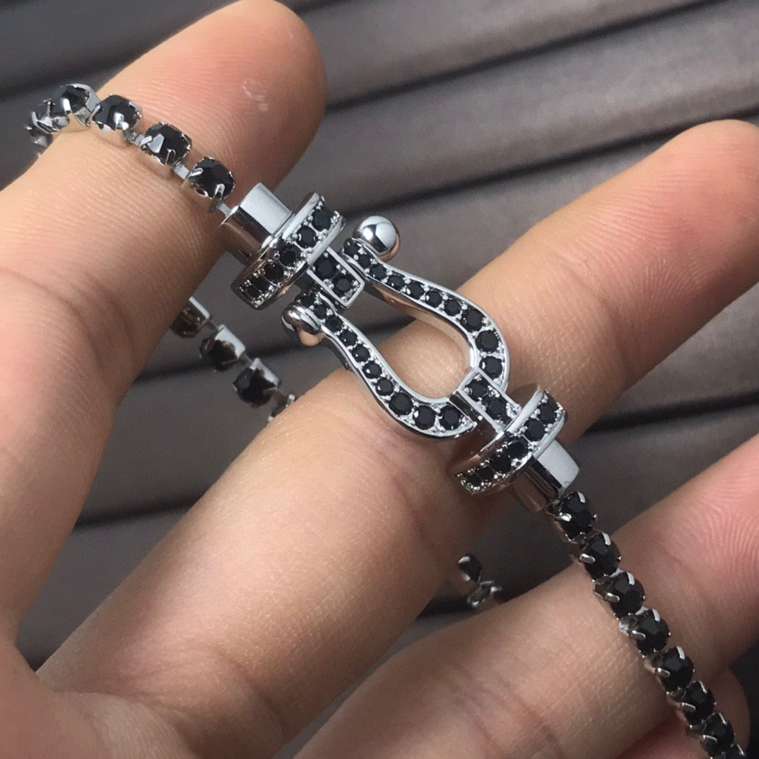 [⭐Reverie Jewels]FORCE  LARGE HORSESHOE FULL DIAMOND TENNIS BRACELET