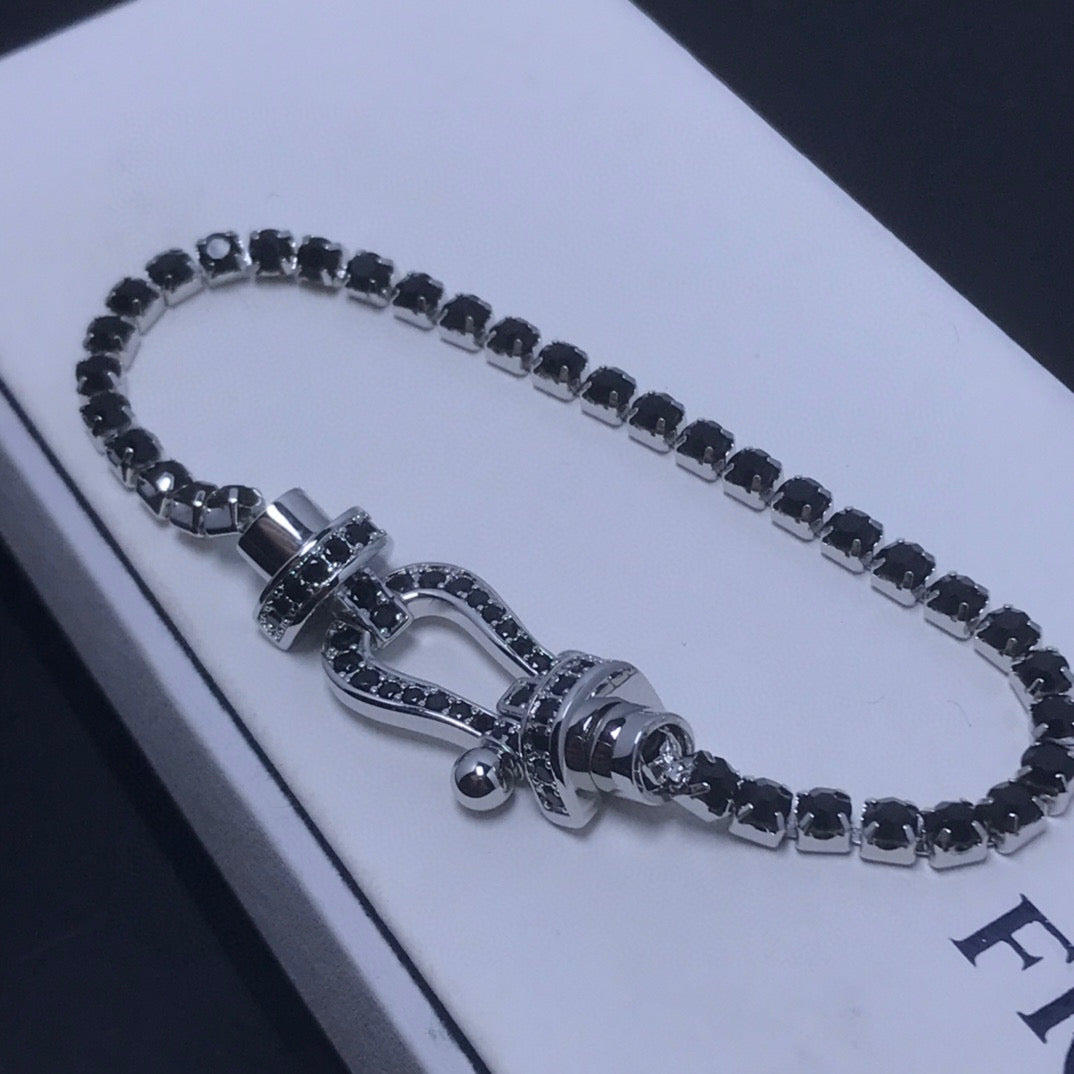 [⭐Reverie Jewels]FORCE  LARGE HORSESHOE FULL DIAMOND TENNIS BRACELET