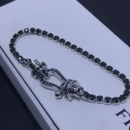 [⭐Reverie Jewels]FORCE  LARGE HORSESHOE FULL DIAMOND TENNIS BRACELET