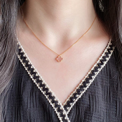 [⭐Reverie Jewels]CLOVER 15MM PINK MOTHER-OF-PEARL SINGLE FLOWER NECKLACE