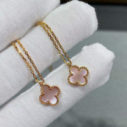 [⭐Reverie Jewels]CLOVER 15MM PINK MOTHER-OF-PEARL SINGLE FLOWER NECKLACE