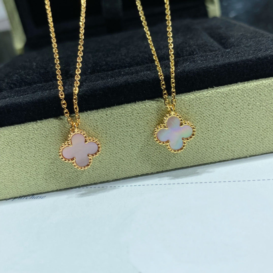 [⭐Reverie Jewels]CLOVER 15MM PINK MOTHER-OF-PEARL SINGLE FLOWER NECKLACE
