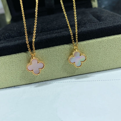 [⭐Reverie Jewels]CLOVER 15MM PINK MOTHER-OF-PEARL SINGLE FLOWER NECKLACE