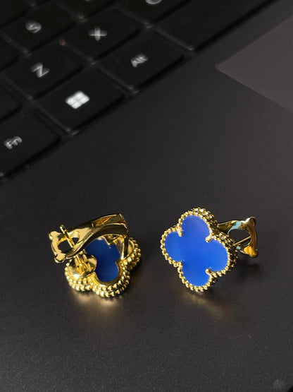 [⭐Reverie Jewels] CLOVER LARGE (20mm) 1 MOTIFS BLUE MOP STUD EARRINGS