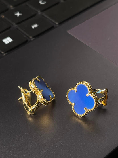 [⭐Reverie Jewels] CLOVER LARGE (20mm) 1 MOTIFS BLUE MOP STUD EARRINGS