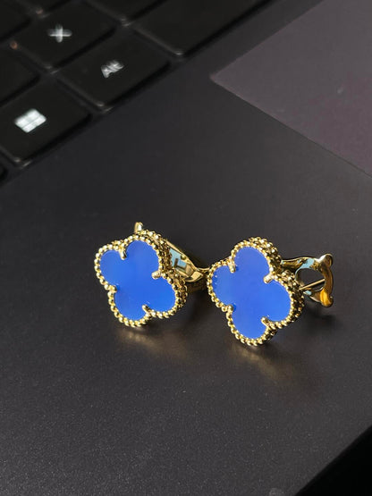 [⭐Reverie Jewels] CLOVER LARGE (20mm) 1 MOTIFS BLUE MOP STUD EARRINGS