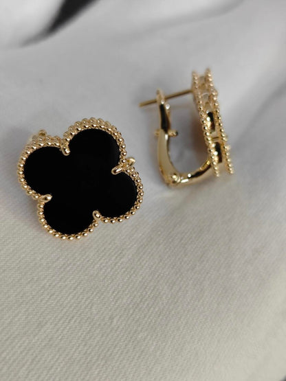 [⭐Reverie Jewels]CLOVER 20MM BLACK MOP EARRINGS