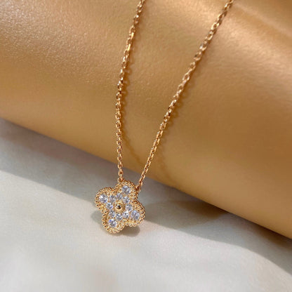 [⭐Reverie Jewels]CLOVER 15MM DIAMOND SINGLE FLOWER NECKLACE