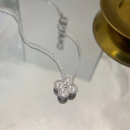 [⭐Reverie Jewels]CLOVER 15MM DIAMOND SINGLE FLOWER NECKLACE