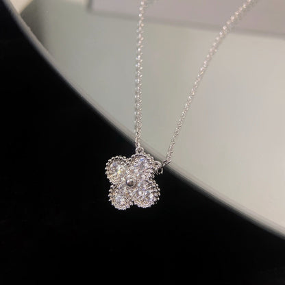 [⭐Reverie Jewels]CLOVER 15MM DIAMOND SINGLE FLOWER NECKLACE