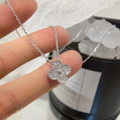 [⭐Reverie Jewels]CLOVER 15MM DIAMOND SINGLE FLOWER NECKLACE