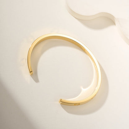 [⭐Reverie Jewels]LOVE BRACELET 6.1MM 1 DIAMOND OPEN CUFF